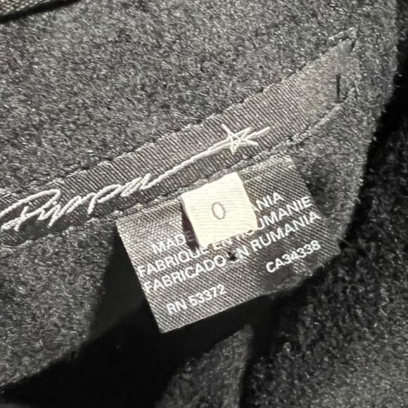 Pippa Coat with Jeweled Button Front, Black, Size 0, Made in Romania - Picture 3 of 11